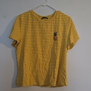 Yellow Striped T-Shirt with Pineapple Patch